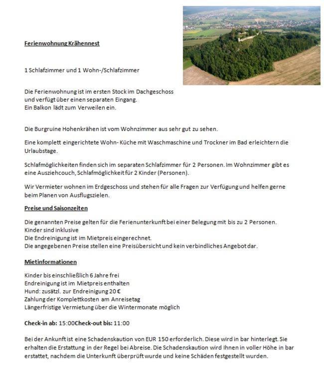 Ferienwohnung Kraehennest In Den Hegaubergen - Naehe Bodensee Muhlhausen-Ehingen Екстер'єр фото